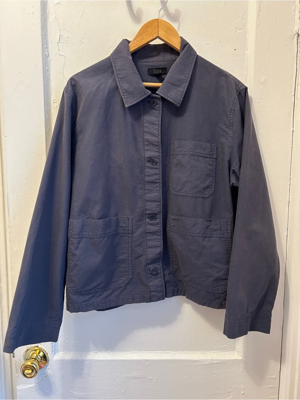COS Navy Cotton Button-Front Utility Jacket-L